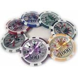 Ben Franklin Poker Chip Set 14 gram- 7 color- includes 500 chips, dealer button, 2 decks of cards, 5 dice, and High Qualtity Case