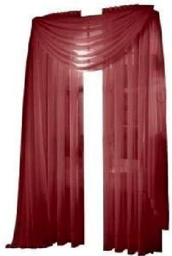Elegance Linen 2 Piece Solid Sheer Window Curtains Rod Panels treatment 40"w X 84"l Burgundy