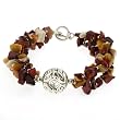 EXP Handmade Golden Brown Jasper Bracelet With Etched Silver Accent Bead