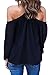 Mulisky Womens Sexy Halter Shirt Cold Shoulder Backless Loose Blouse Black M