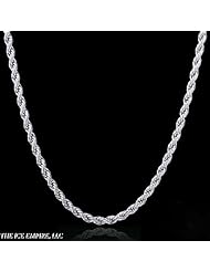 2mm Sterling Silver 18" Diamond-Cut Rope Chain Necklace (.925 Italian "Solid" Sterling Silver)