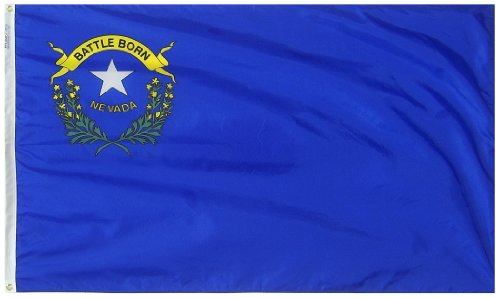 Nevada State Flag 3x5 ft. Nylon SolarGuard Nyl-Glo 100% Made in USA to Official State Design Specifications by Annin Flagmakers.  Model 143360
