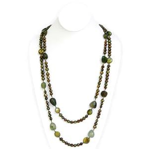 HinsonGayle Anastasia Double Strand Green Pearl and Agate Necklace by HinsonGayle Fine Pearl Jewelry