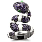 Silver Tone Purple CZ Snake Ring