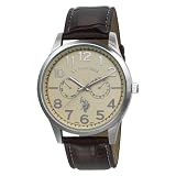 U.S. Polo Assn. Men's USC50013 Chrono-Style Beige Dial Leather Strap Watch