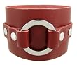Brown Leather Chrome O Ring Wristband Bracelet