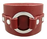 Brown Leather Chrome O Ring Wristband Bracelet