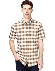 Autograph Slim Fit Pure Cotton Bold Gingham Checked Shirt