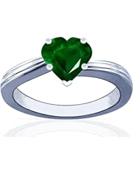 18K White Gold Heart Cut Emerald Solitaire Ring (GIA Certificate)