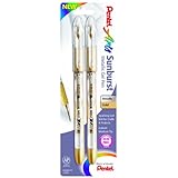 Pentel Arts Sunburst Metallic Gel Pen, Medium Line, Permanent, Gold Ink, 2 Pack (K908BP2X)