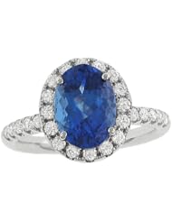 Halo Style Diamond and Tanzanite Ring