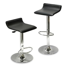 Winsome 93329 Air Lift Faux Leather Stool Black w Chrome (Set of 2) by Winsome Wood