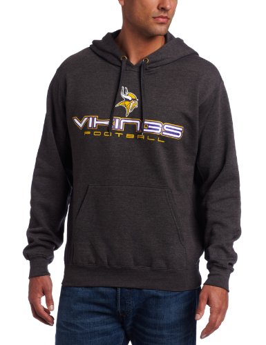NFL Men's Minnesota Vikings 1st And Goal IV Long Sleeve Hooded Fleece Pullover (Charcoal Heather, Large)