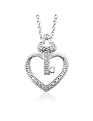 Sterling Silver Key My Heart Diamond Pendant Necklace (HI, I, 0.10 carat)