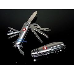 Taschenmesser Offiziersmesser 11 Funktionen, Edelstahl rostfrei