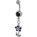 Pugster Belly Navel Ring Purple Crystal Spring Flower Dangle Birthstones Belly Navel Ring Body Jewelry