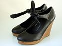 PUMPS KEILABSATZ PLATEAU HEELS BRUGES SCHWARZ (P49)