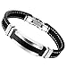 Jstyle Stainless Steel Mens Black Silicone Braceles for Men