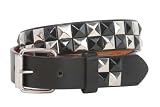 Kids 1 Snap On Punk Rock Black & Silver Star Studded Checkerboard Leather Belt