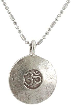 Mantra' Om Necklace in Sterling Silver in Sterling Silver on a Rhodium Plated Sterling Silver Chain,(16 Inches)