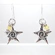 Star and Swirl Dangle Earrings with Yellow Swarovski Crystal Bead in Sterling Silver, #8644