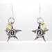 Star and Swirl Dangle Earrings with Yellow Swarovski Crystal Bead in Sterling Silver, #8644