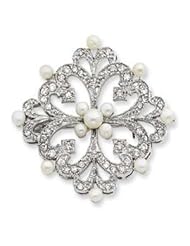 Sterling Silver Freshwater Pearl & CZ Pin