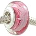 Raspberry Cream Murano Style Glass Sterling Silver Solid Single Core Bead for European Charm Bracelet