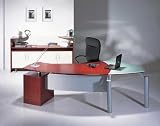 Contemporary Cherry Wood Glass Top Executive Office Desk, #JACK-CHERRY