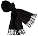 V Fraas Women's Solid Cashmink Wrap,Black,20x80