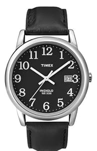 Timex Men's T2N3709J Classic EZ Read Analog Silver Case Black Leather Strap Watch