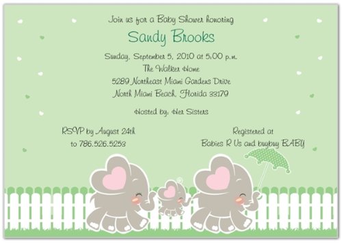 41slb4rWUmL Elephant Family   Neutral Baby Shower Invitations   Set of 20