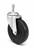 ER Wagner Light Duty Stem Swivel Caster 3 Inch Soft Rubber Wheel 100 lbs Load Capacity