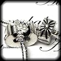 Clip Lock Stopper Bead " Sunburst " Fits Pandora Style Bracelets European Charm Bead Bracelets Free 2 Clear Silicone Rubber Stoppers rings