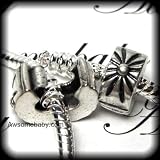 Clip Lock Stopper Bead " Sunburst " Fits Pandora Style Bracelets European Charm Bead Bracelets Free 2 Clear Silicone Rubber Stoppers rings