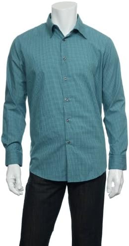 Via Europa Aqua Vertical Striped Button Down Shirt Sport , Size Medium