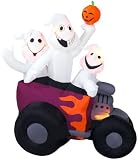 8FT - Gemmy Halloween Airblown Inflatable - Hot Rod Ghost Trio