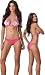 Peace Out Halter Bikini Sexy Swimsuits With Fully Reversible Bikini Bottom (Pink-Small/Medium)