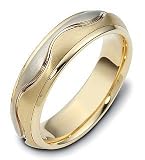 6mm Titanium & 14 Karat Yellow Gold Wave Wedding Band
