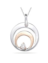 0.10 Cts Diamond Solitaire Circle Pendant in 18K Two Tone Gold
