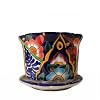 Talavera Planter Pot with Attached Saucer, 6 1/4" x 8 1/4", Assorted Colors