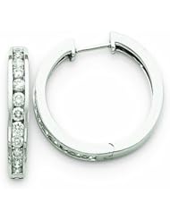 1 Carat 14K White Gold Diamond Hinged Hoop Earrings