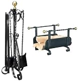 Kaminbesteck Holzkorb Set   Marika Berthold   Schmiedeeisen, Messing