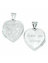 Genuine 14K White Gold White Gold Scrolled "Love You Always" Heart Locket 1 Grams Of Gold 100% Satisfaction Guaranteed.