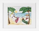 Snowman in Beach Hammock Snowmen Winter Framed Art Print Snowman in Beach Hammock - Snowmen Winter Framed Art Print