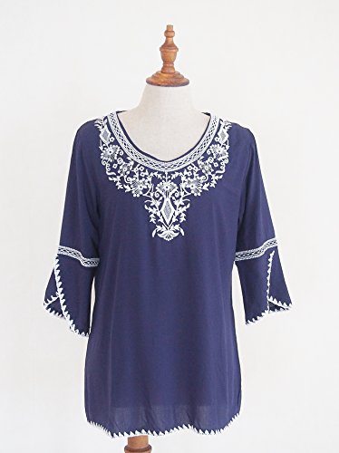 (ラウンドアース レディース) Round Earth Ladies エスニック 刺繍 の アラベスク チュニック ７分袖 タイプ