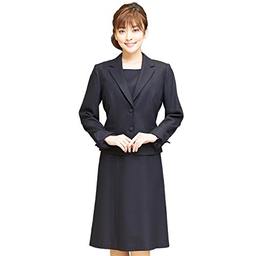 【B-GALLERY】国内産高品質ウール100% 2ツボタンテーラードカラーお受験アンサンブル[ネイビー ](160531401) [お受験スーツ 学校説明会 濃紺スーツ 面接 入園式　入学式　ママスーツ カラーフォーマル レディース ママスーツ セレモニースーツ 濃紺　ネイビー]