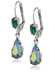 Sorrelli "Viridescence" Crystal Pear Silver-Tone Drop Earrings