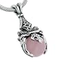 Sterling Silver Celtic Pink ROSE QUARTZ Goddess Pendant