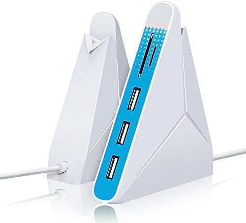 Voscale 3 Port USB 3.0 Hub with SD/TF Card Reader， Night Breathing Light (White Blue)